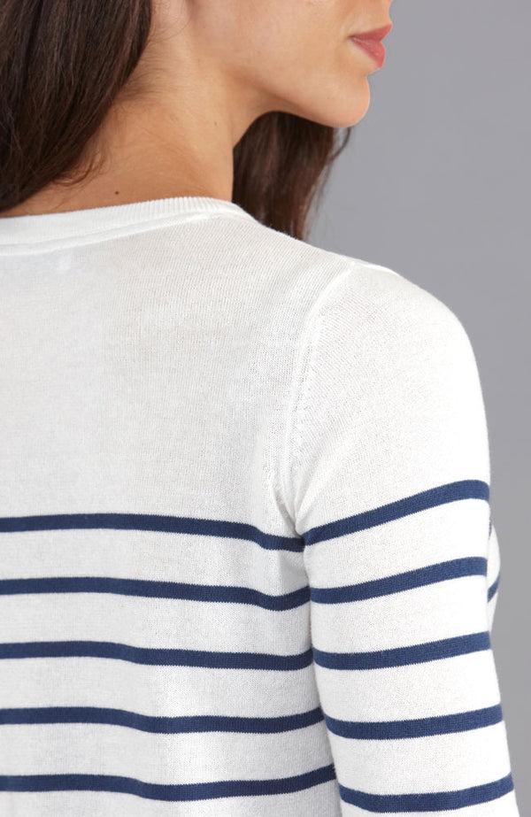 Paul James Womens Ultra Fine Cotton Breton Crew Neck Jumper