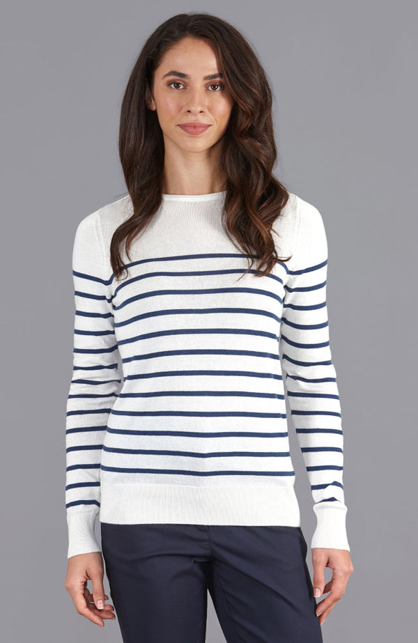 paul james Womens Ultra Fine Cotton Breton Crew Neck Jumper