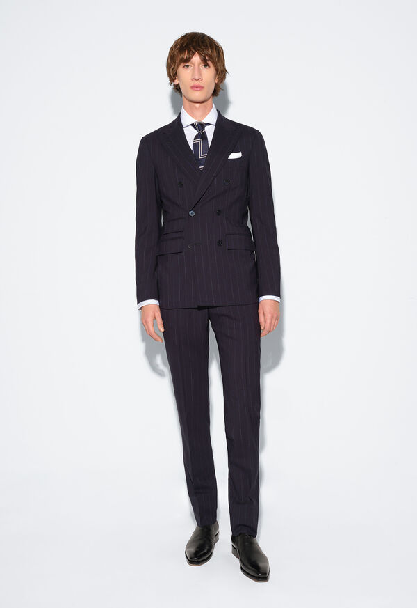 Paul Stuart All Year Wool Double Breasted Stripe Suit