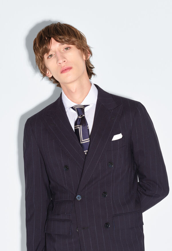 Paul Stuart All Year Wool Double Breasted Stripe Suit