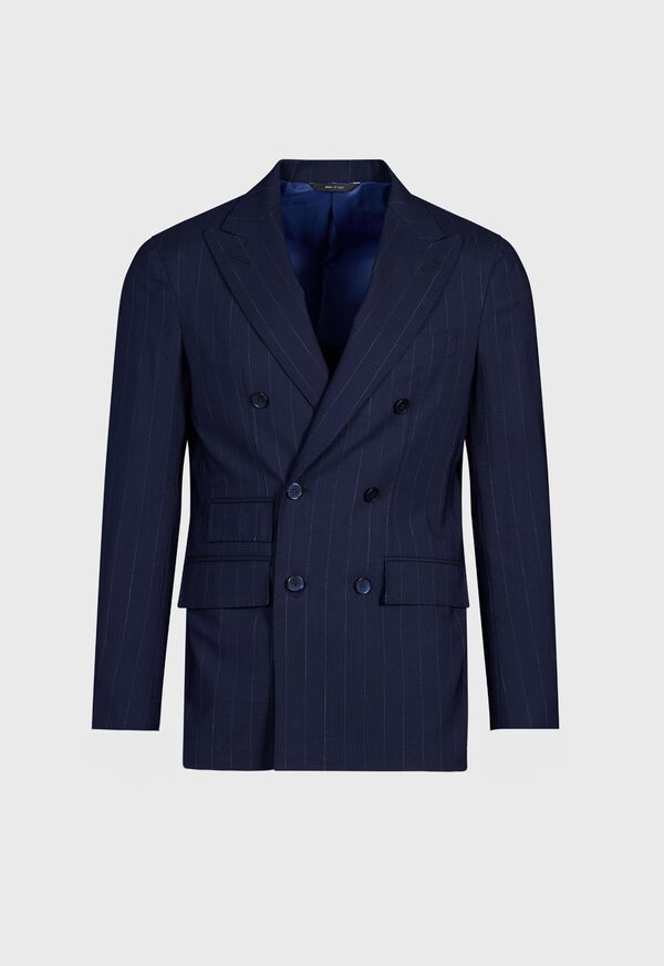 Paul Stuart All Year Wool Double Breasted Stripe Suit