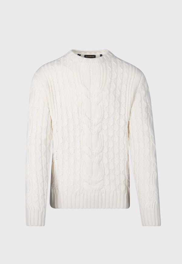 paul stuart Cashmere Cable and Rib Crewneck Sweater