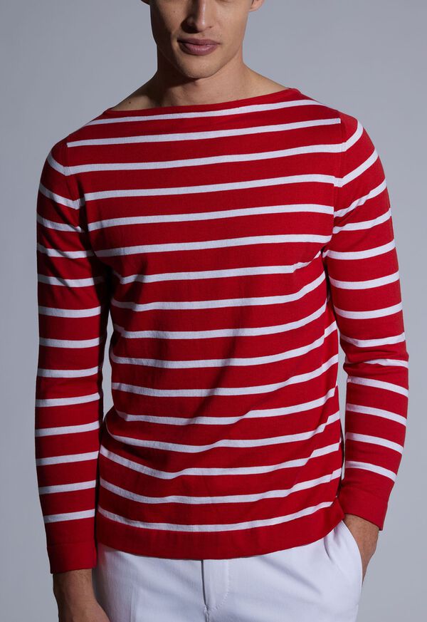 Paul Stuart Cotton & Cashmere Boat Neck Stripe Pullover