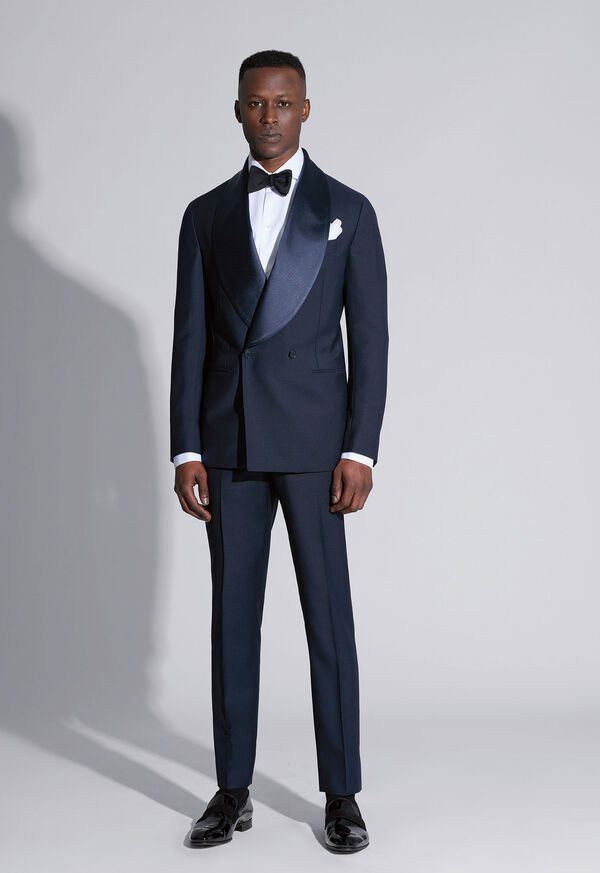 Paul Stuart Double Breasted Satin Shawl Lapel Tuxedo