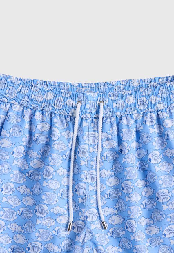 Paul Stuart All-Over Fish Print Swim Trunk