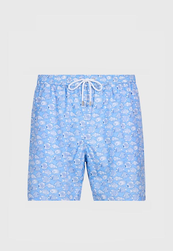 paul stuart All-Over Fish Print Swim Trunk