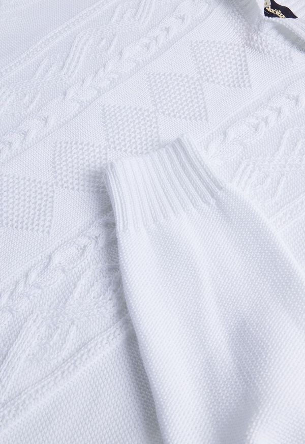 Paul Stuart Aran Cable Mock Neck Cotton Sweater