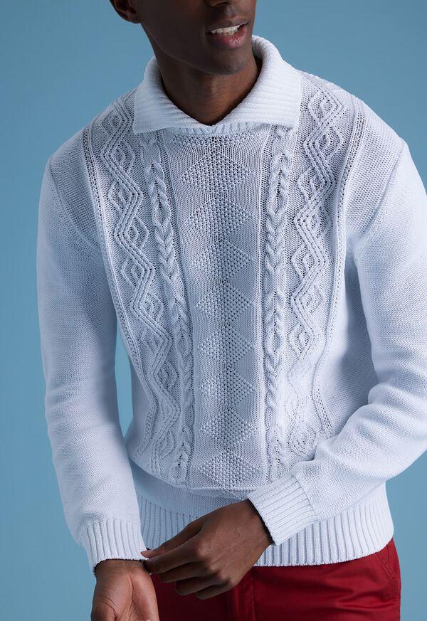 Paul Stuart Aran Cable Mock Neck Cotton Sweater