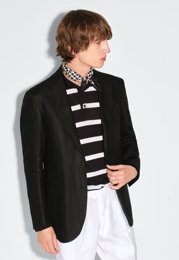Paul Stuart Black Linen Two-Button Jacket