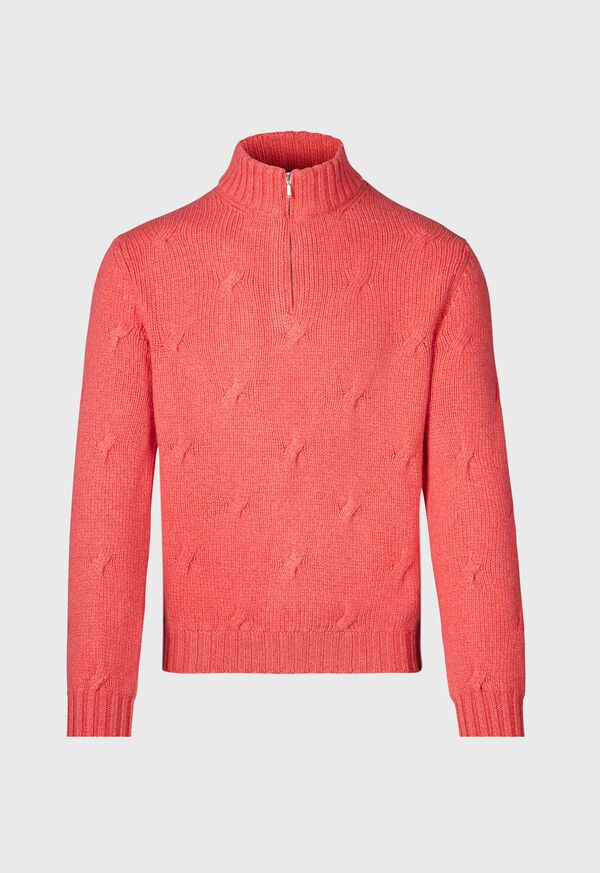 paul stuart Cable Cashmere Quarter Zip Sweater