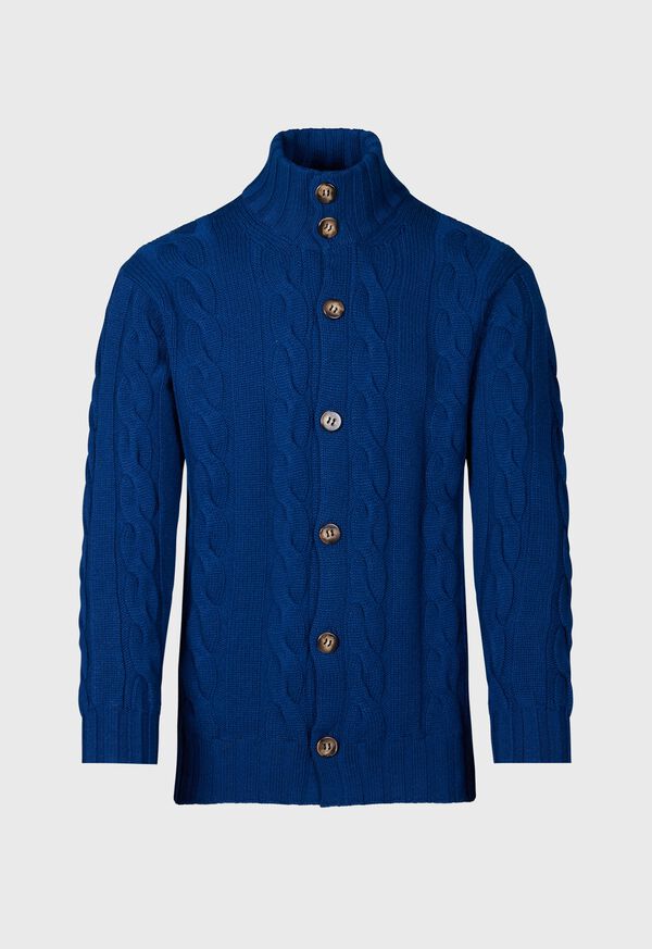 paul stuart Cable Mock Neck Cardigan