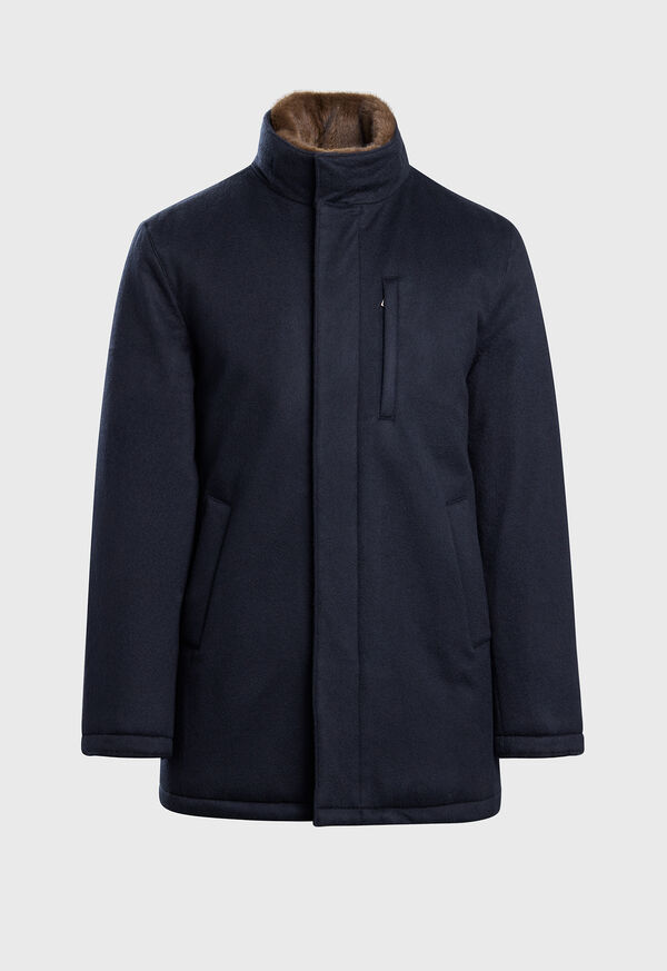 paul stuart Cashmere Coat with Faux Fur Collar