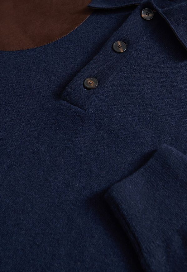 Paul Stuart Cashmere Polo With Suede Trim