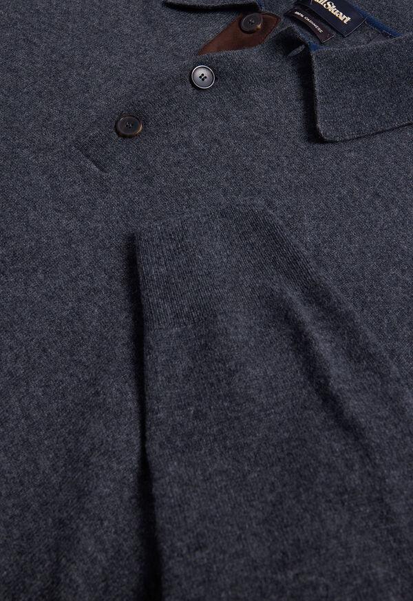 Paul Stuart Cashmere Polo With Suede Trim