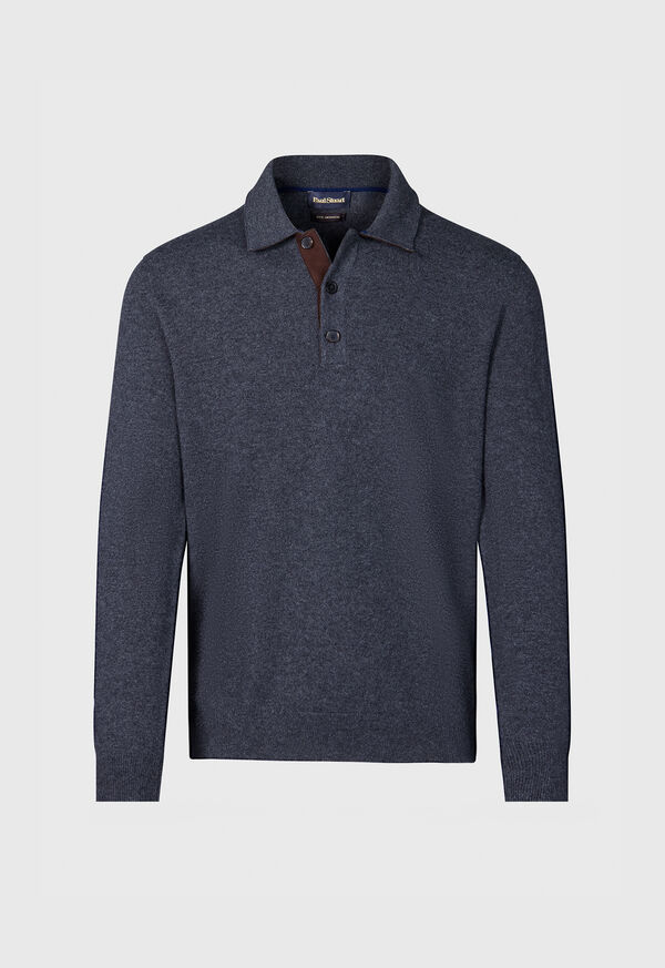 paul stuart Cashmere Polo with Suede Trim