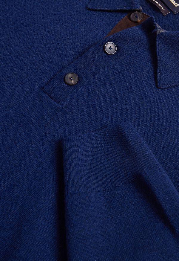 Paul Stuart Cashmere Polo With Suede Trim