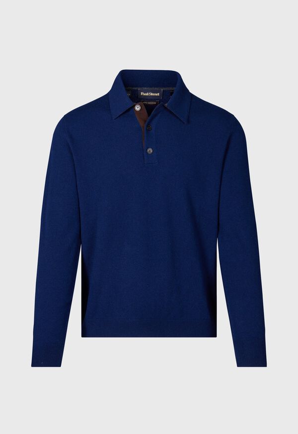 paul stuart Cashmere Polo with Suede Trim