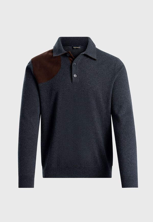 paul stuart Cashmere Polo with Suede Trim