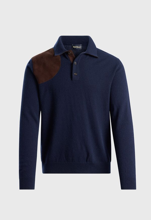 paul stuart Cashmere Polo with Suede Trim