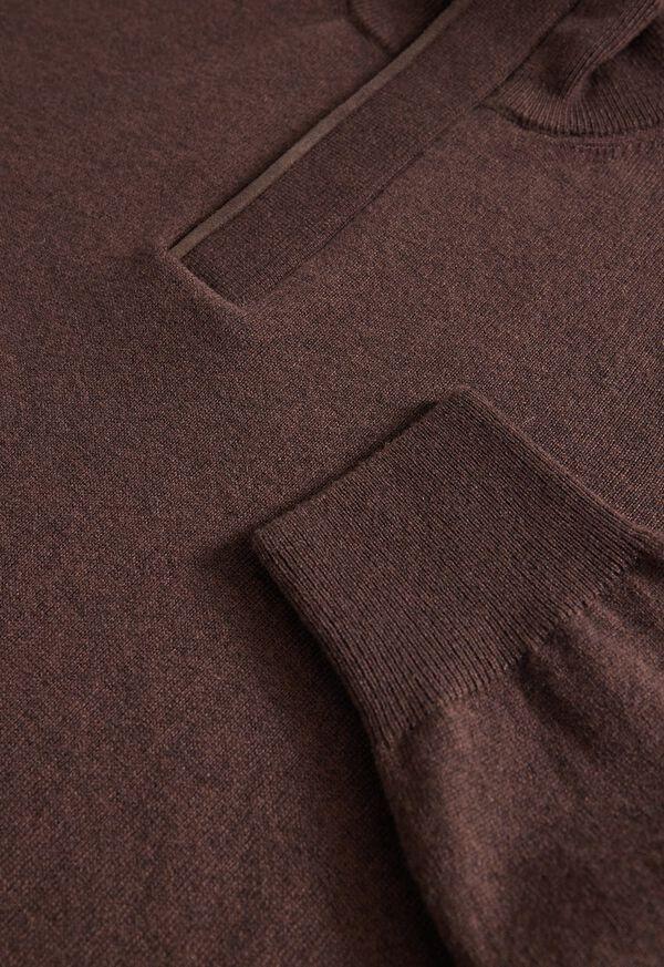 Paul Stuart Cashmere Quarter Zip With Suede Trim