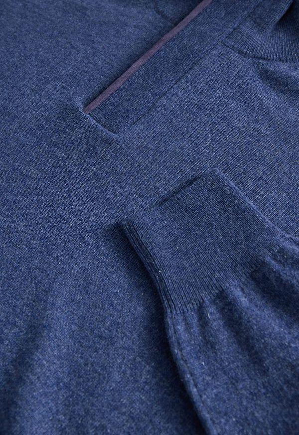 Paul Stuart Cashmere Quarter Zip With Suede Trim
