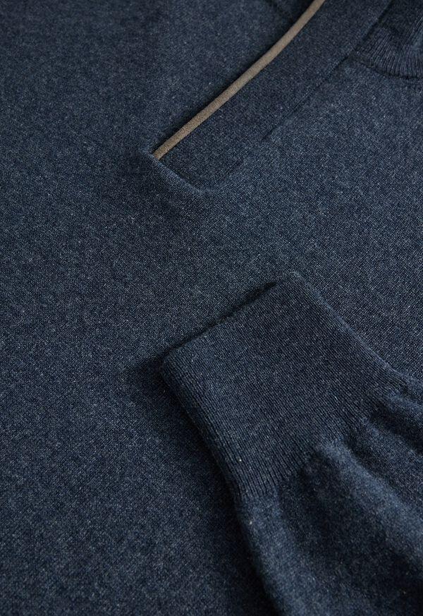 Paul Stuart Cashmere Quarter Zip With Suede Trim