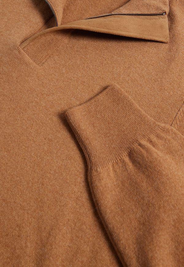 Paul Stuart Cashmere Quarter Zip With Suede Trim
