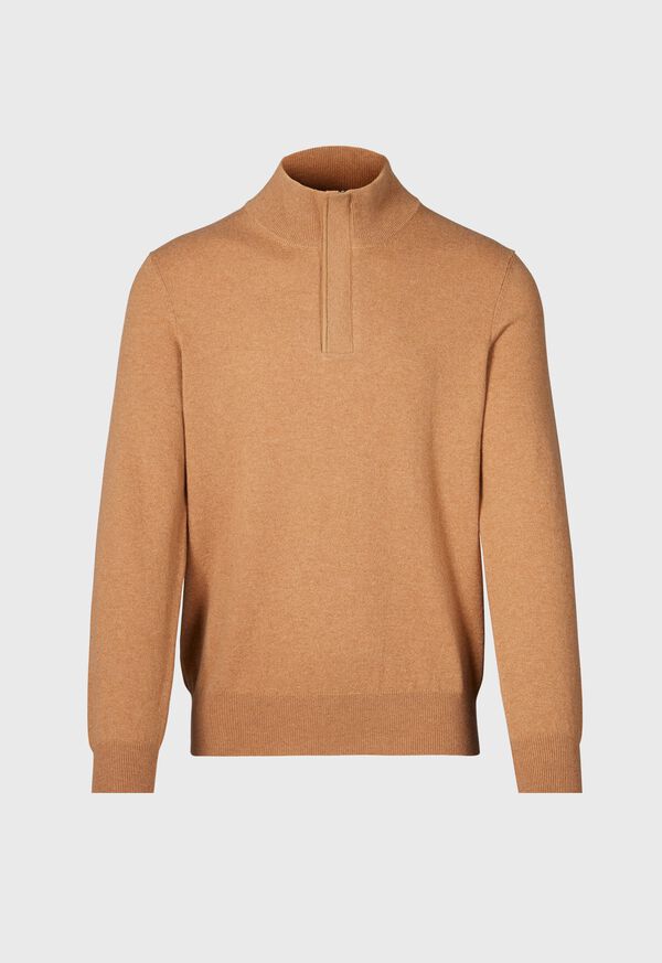 paul stuart Cashmere Quarter Zip with Suede Trim