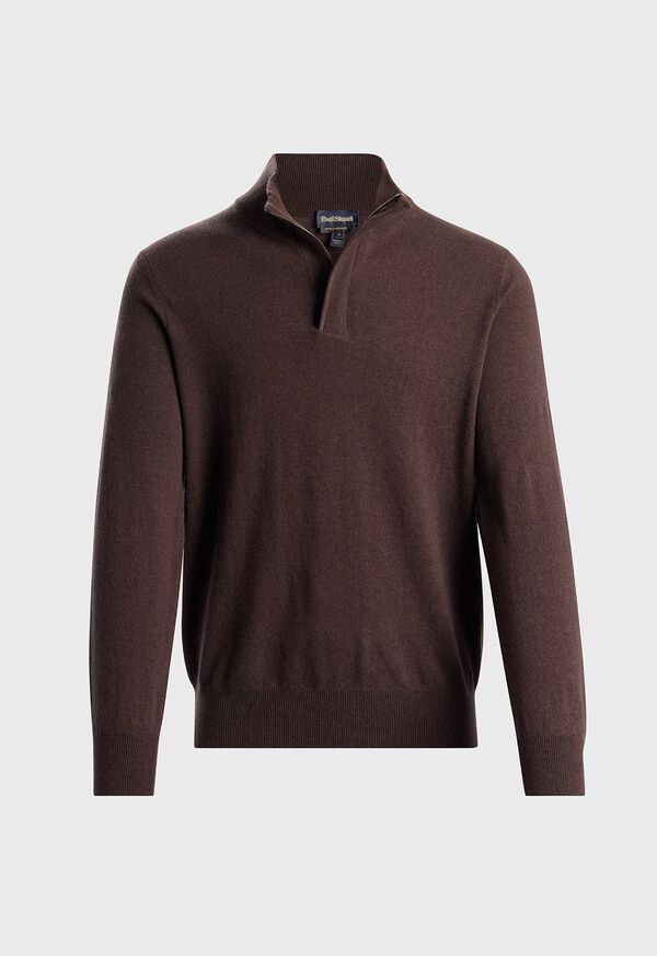 paul stuart Cashmere Quarter Zip With Suede Trim
