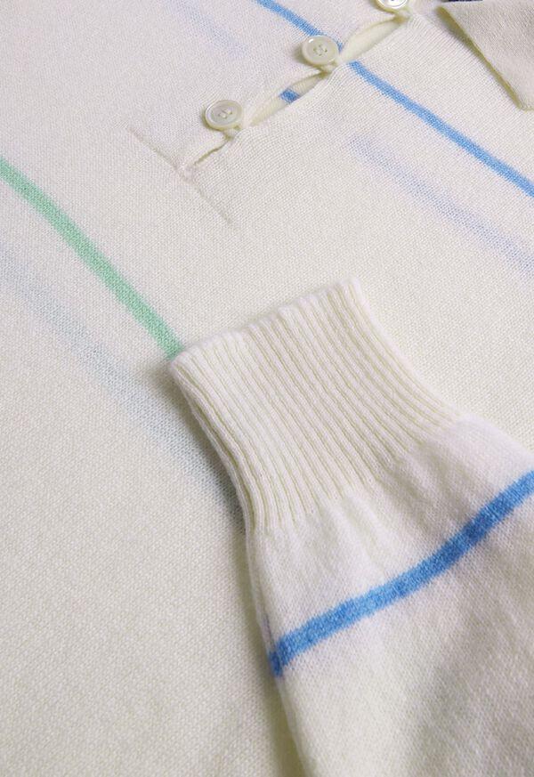 Paul Stuart Cashmere Stripe Polo Sweater