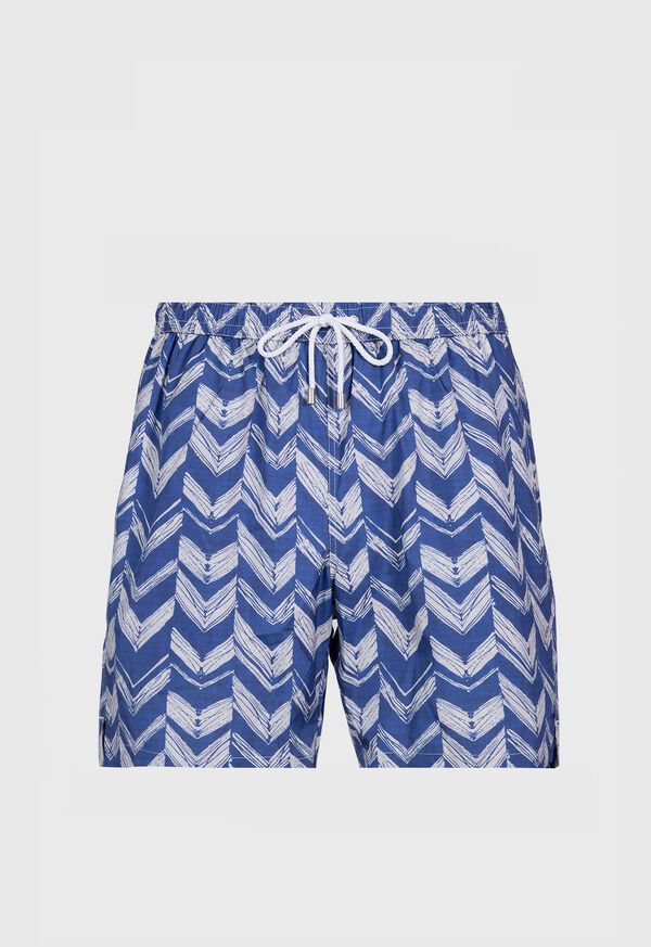 Paul Stuart Chevron Batik Print Swim Trunk