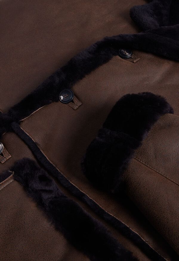 Paul Stuart Cocoa Suede Shearling Coat
