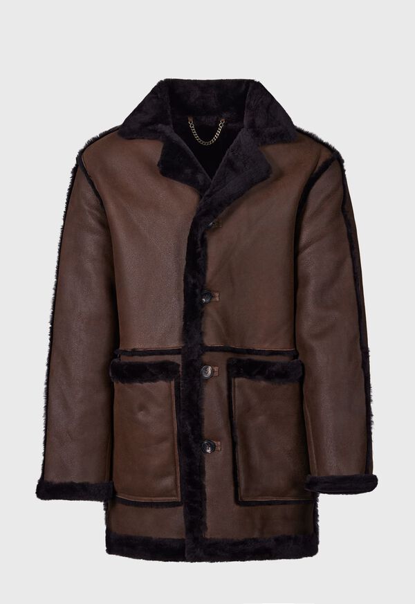 paul stuart Cocoa Suede Shearling Coat