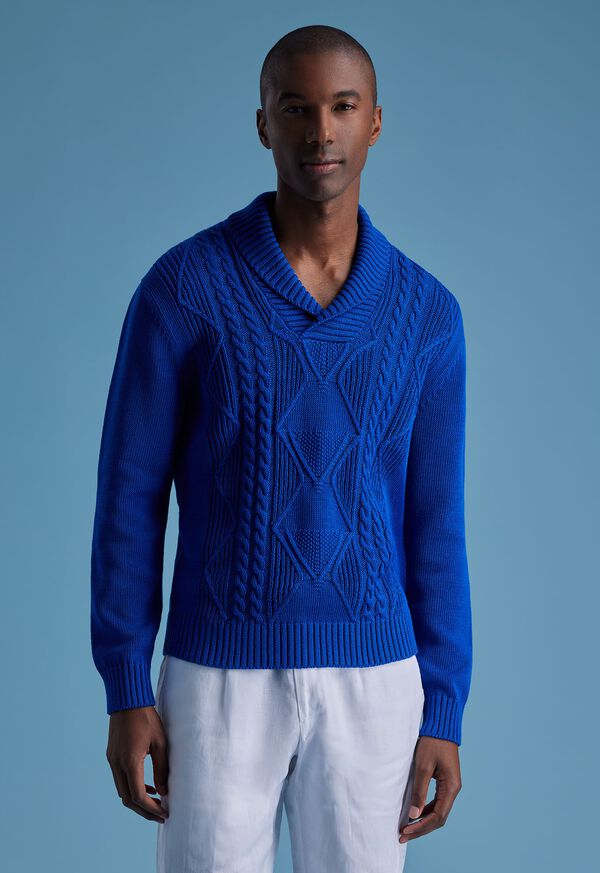 Paul Stuart Cotton Cable Shawl Collar Sweater
