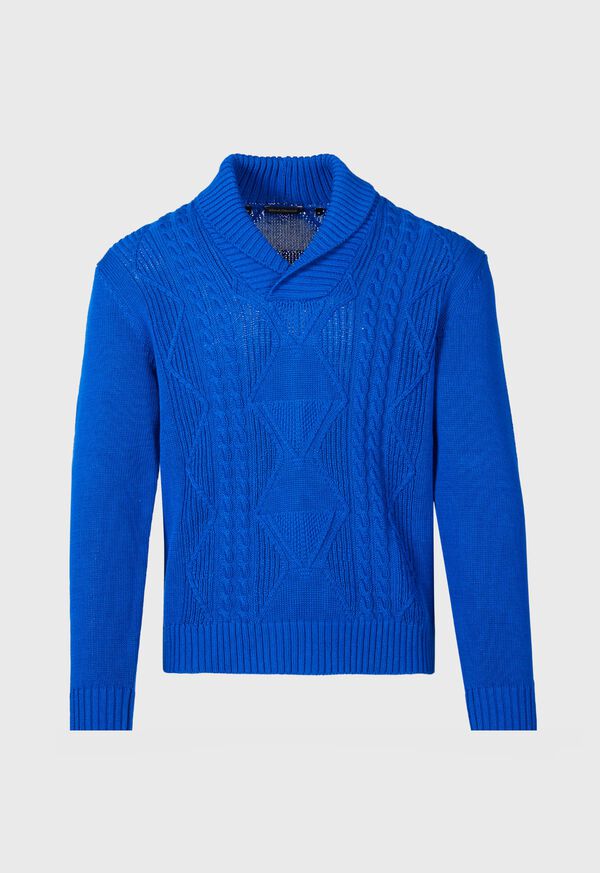 paul stuart Cotton Cable Shawl Collar Sweater