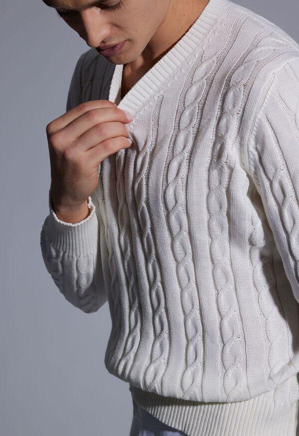 Paul Stuart Cotton Cable V-Neck Pullover