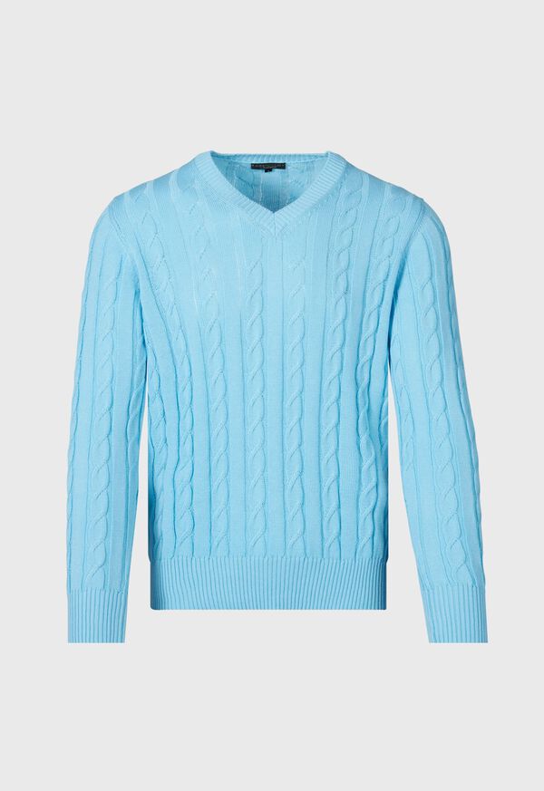 paul stuart Cotton Cable V-Neck Pullover