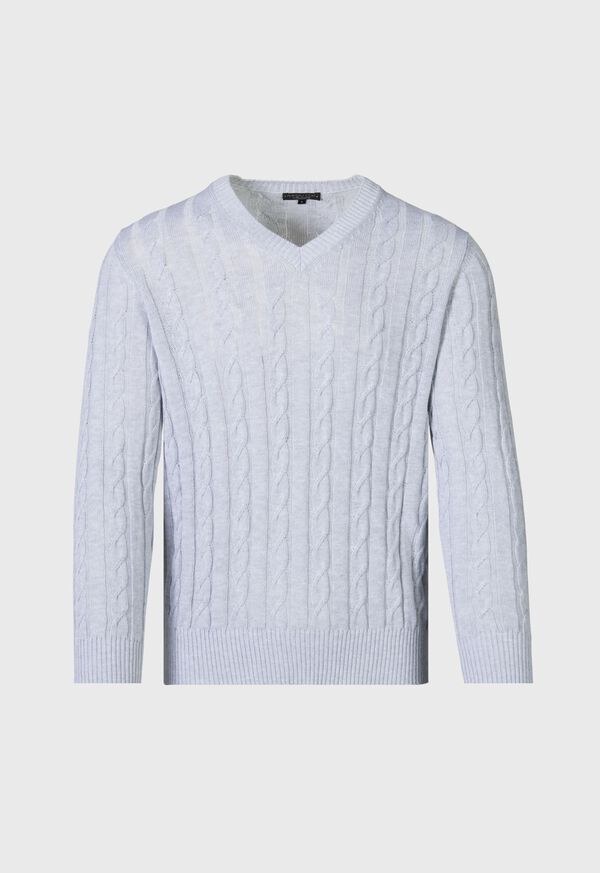 paul stuart Cotton Cable V-Neck Pullover