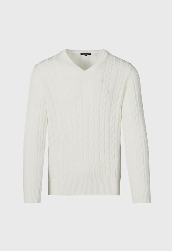 paul stuart Cotton Cable V-Neck Pullover