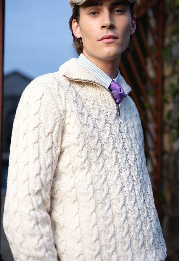 Paul Stuart Cotton Cable Zip Neck Pullover