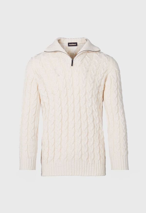 paul stuart Cotton Cable Zip Neck Pullover