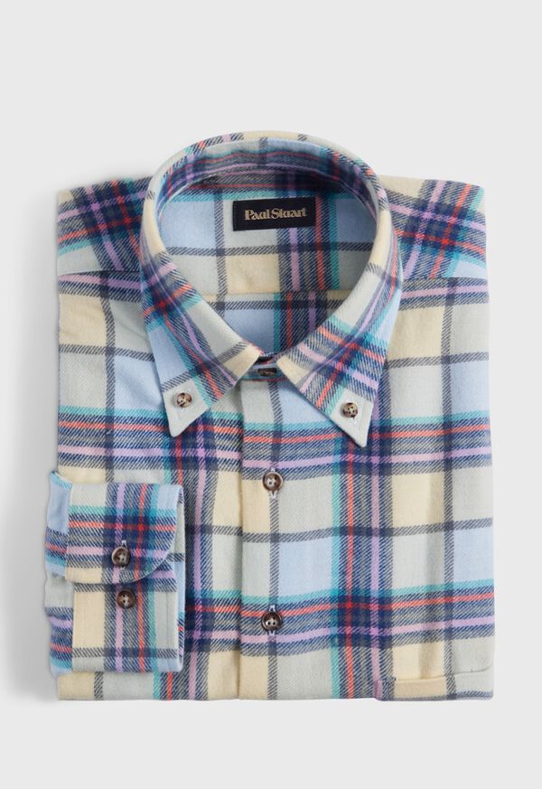 paul stuart Cotton Flannel Plaid Sport Shirt