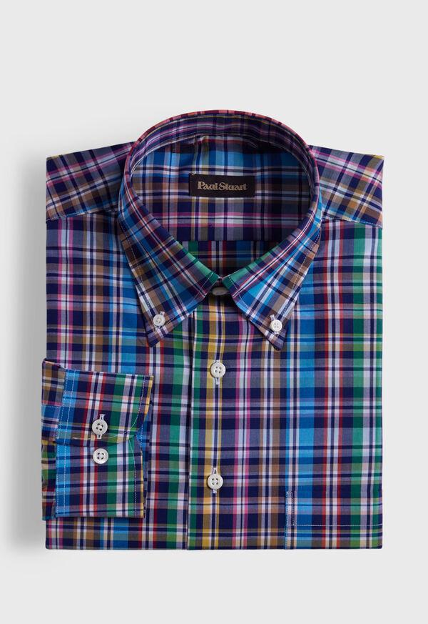 paul stuart Cotton Plaid Sport Shirt