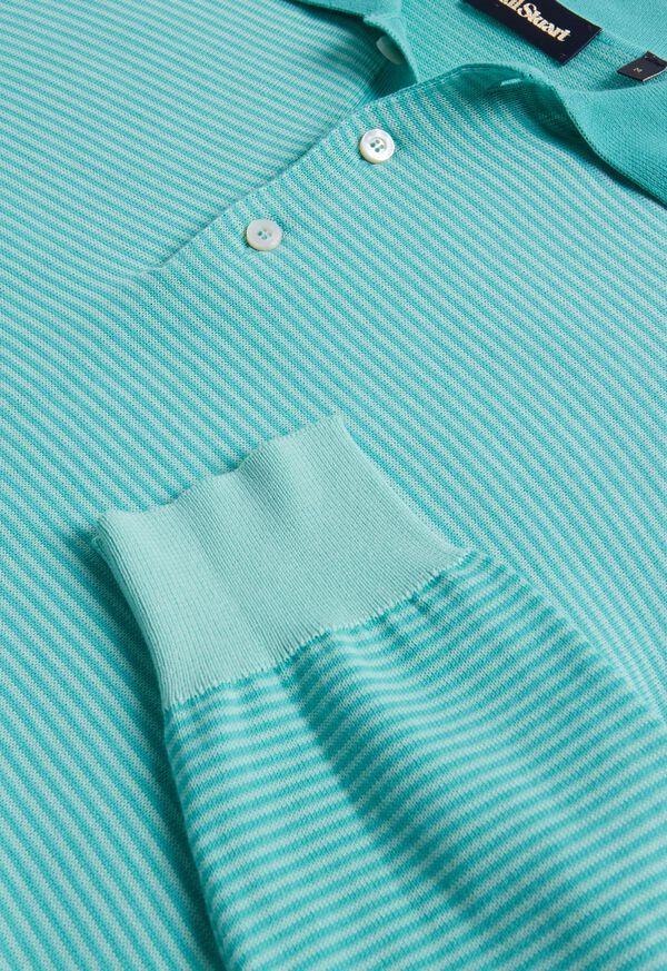 Paul Stuart Cotton Stripe Long Sleeve Polo