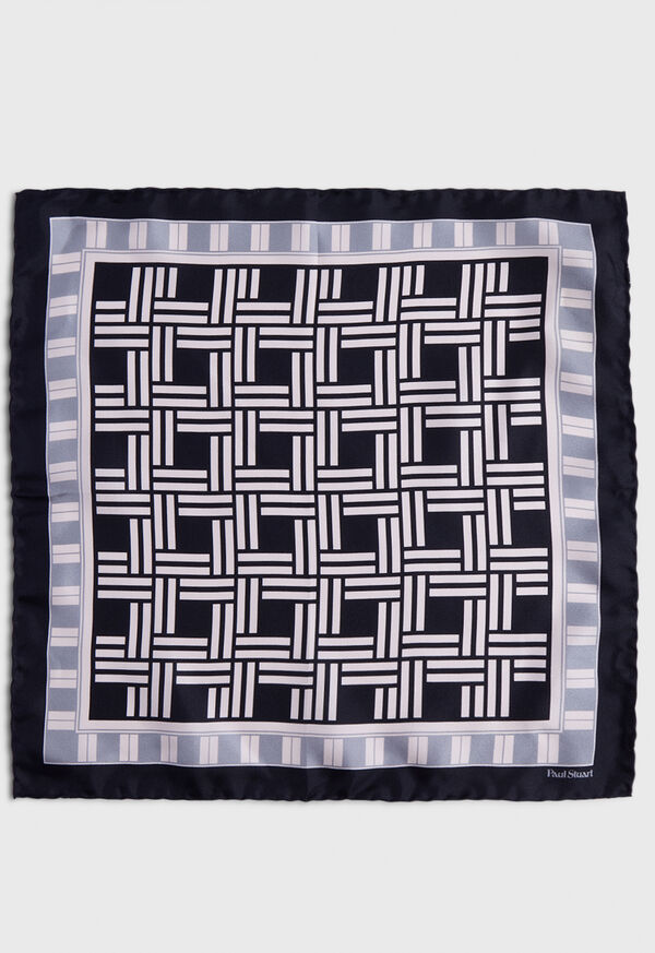 Paul Stuart Deco Print Silk Pocket Square