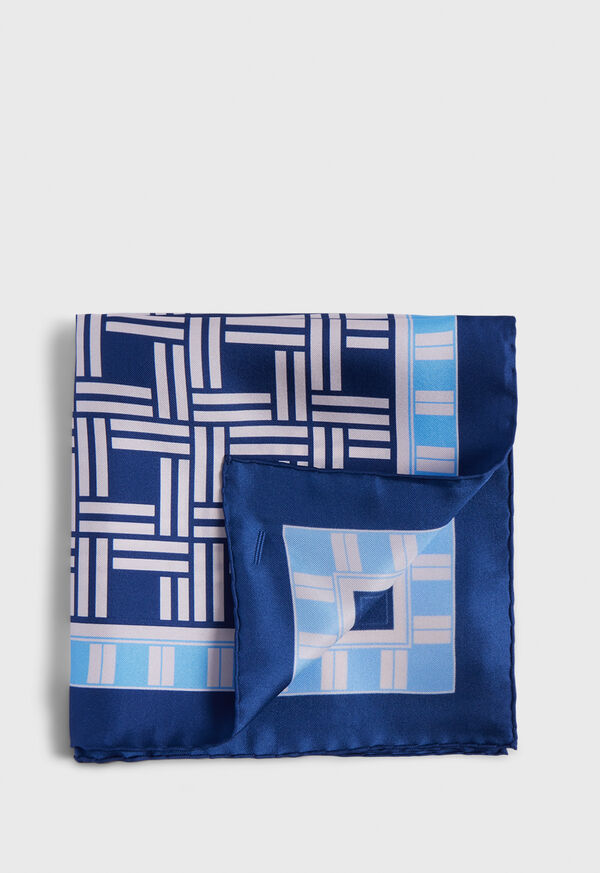 paul stuart Deco Print Silk Pocket Square