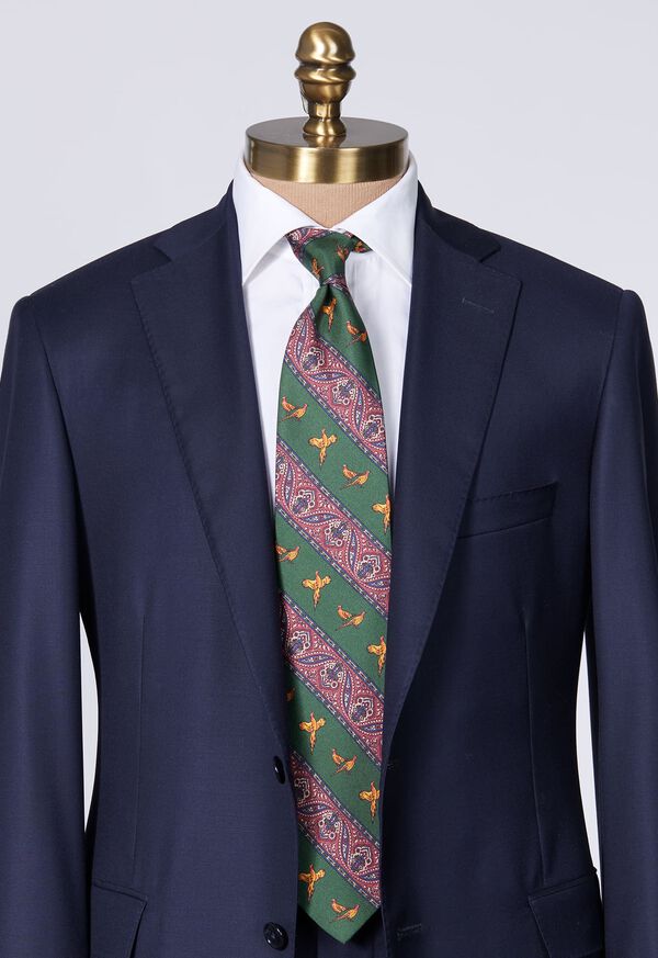 Paul Stuart Deco Stripe And Bird Print Tie