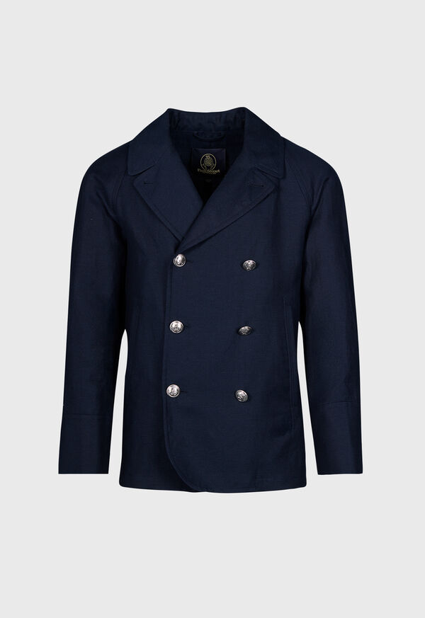 paul stuart Double Breasted Linen & Cotton Peacoat