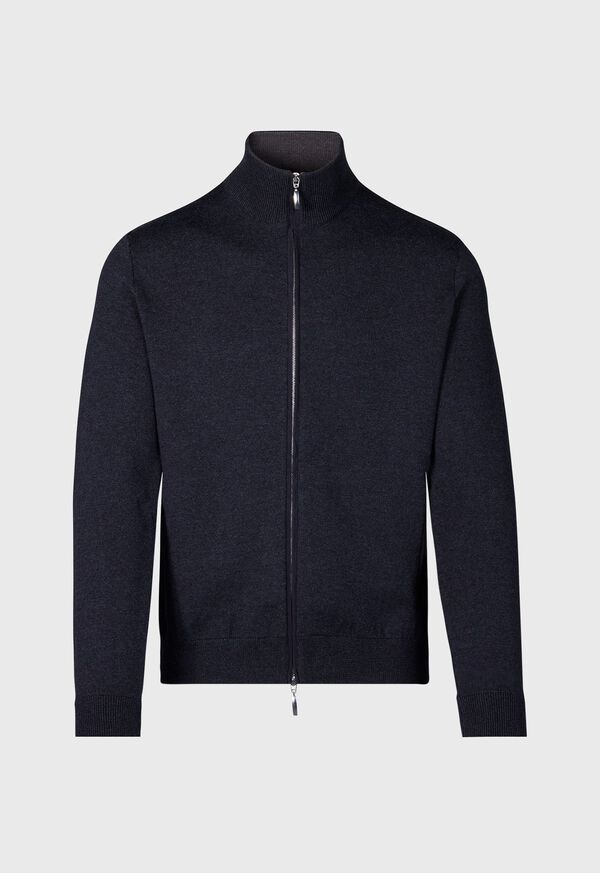 paul stuart Double Faced Wool Jersey Zip Cardigan