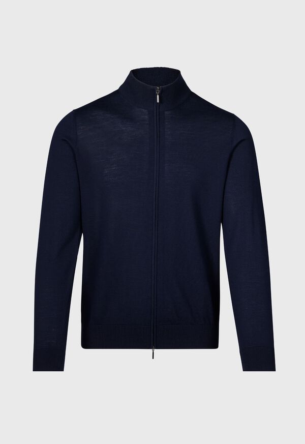 paul stuart Essential Merino Wool Zip Cardigan